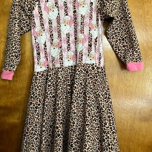 Girl’s animal print dress with Santa
